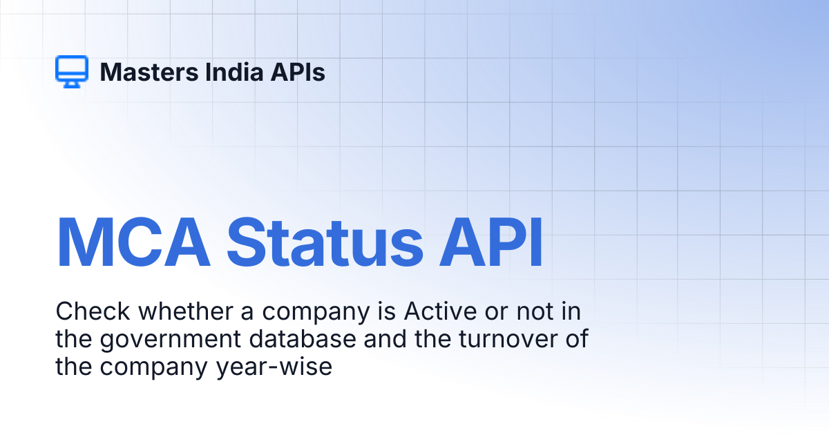 MCA Status API | Masters India APIs
